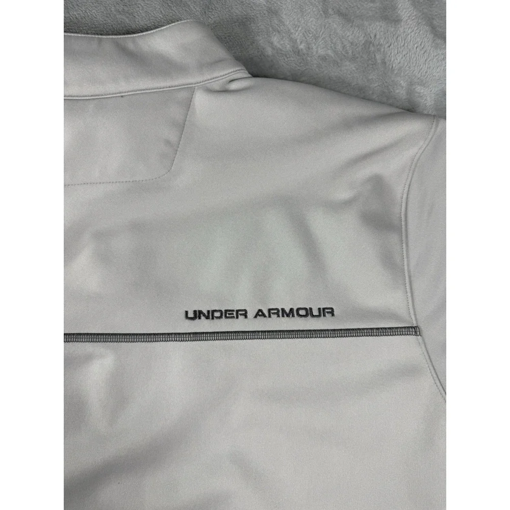 Under Armour Sweater Mens XL Grey 1/4 Zip Fleece Lined Pullover Logo‎
